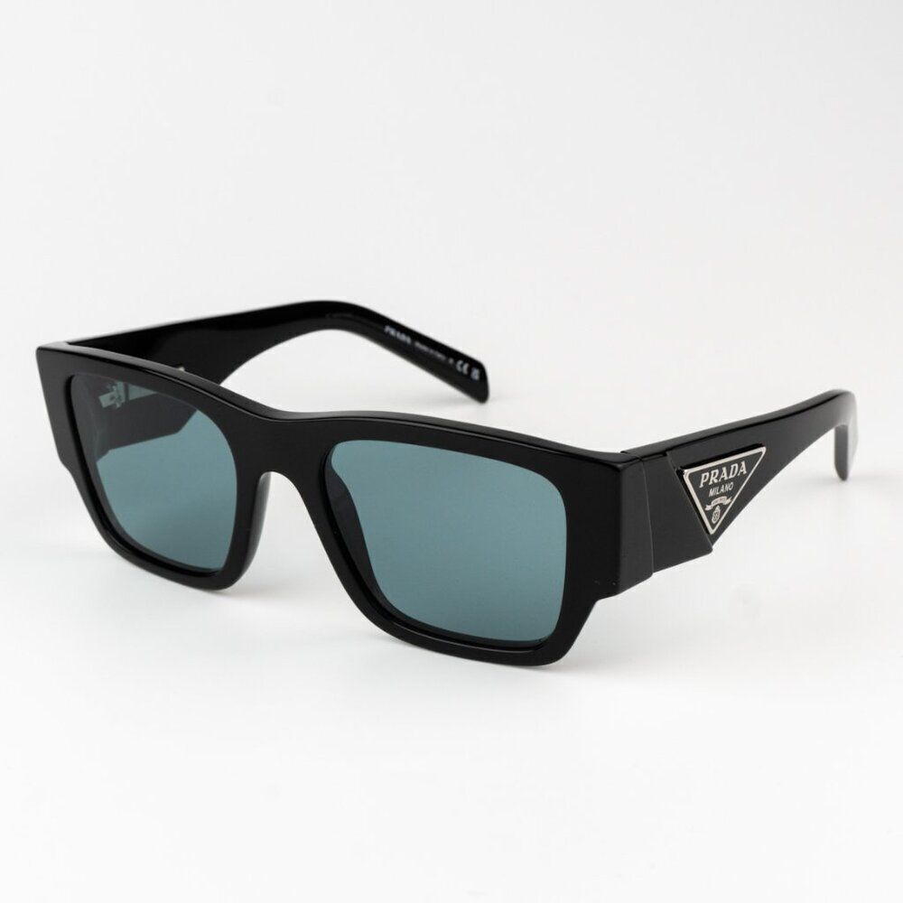 NEW Prada PR10ZSF 16K40K Black Petrol Green Square Unisex Sunglasses